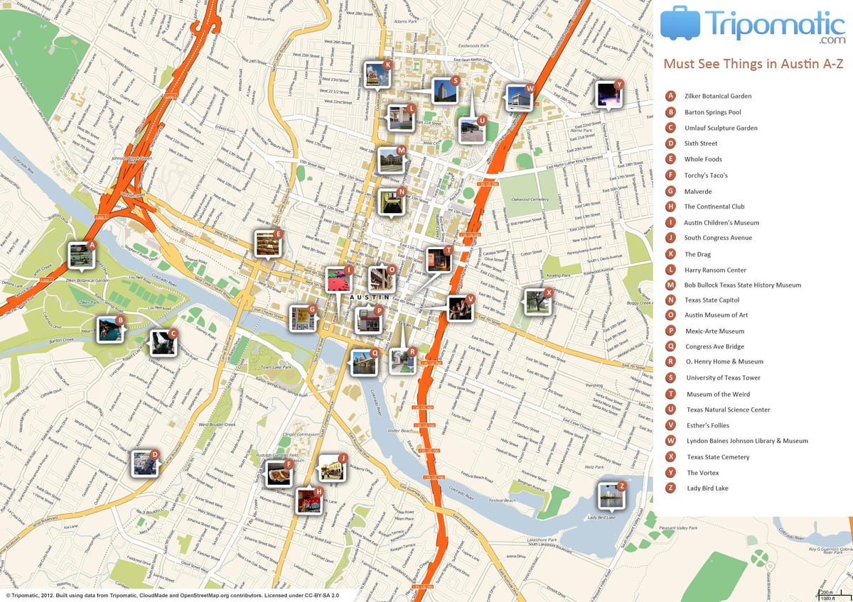 Austin atraccions mapa