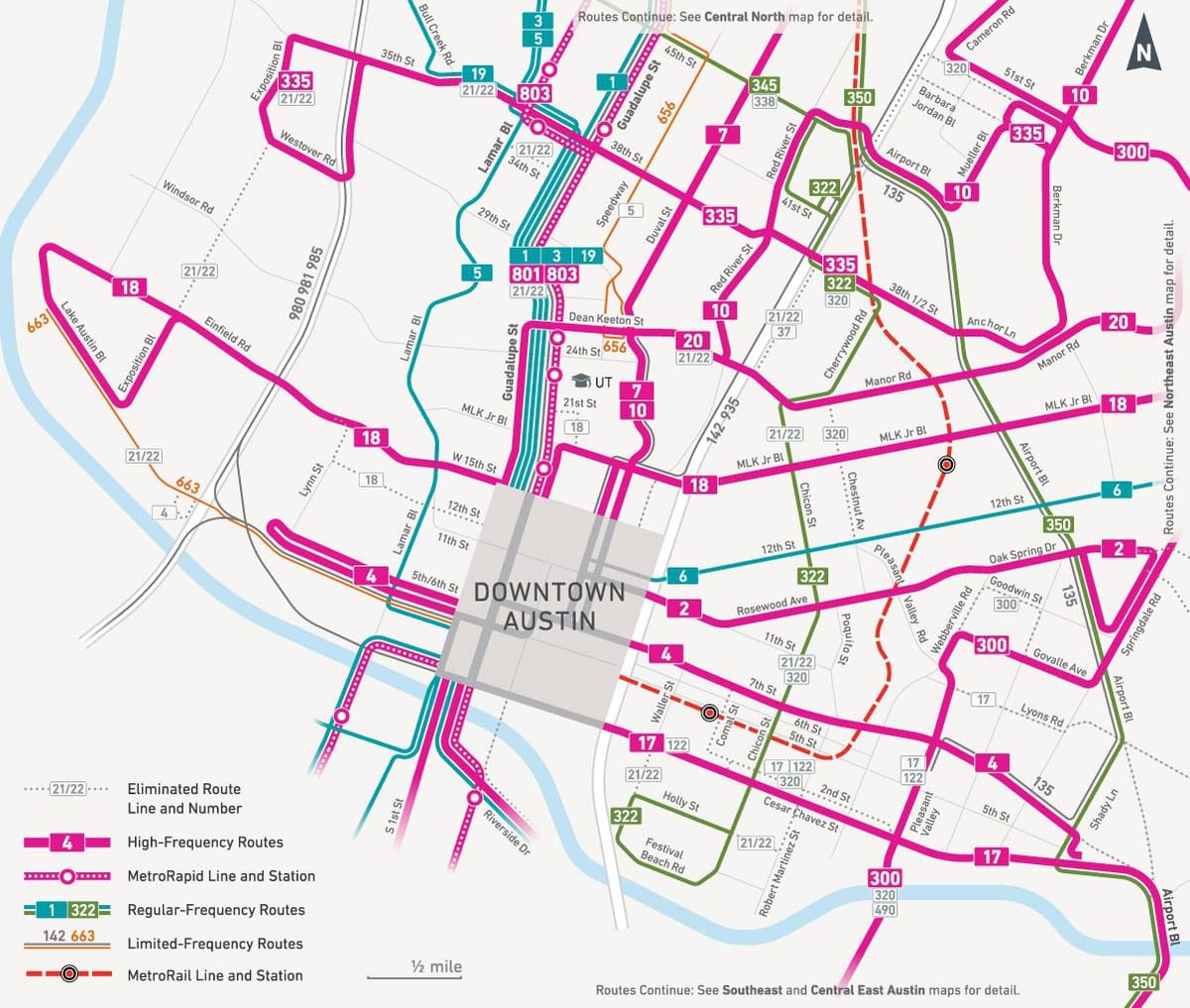 mapa de Austin bus