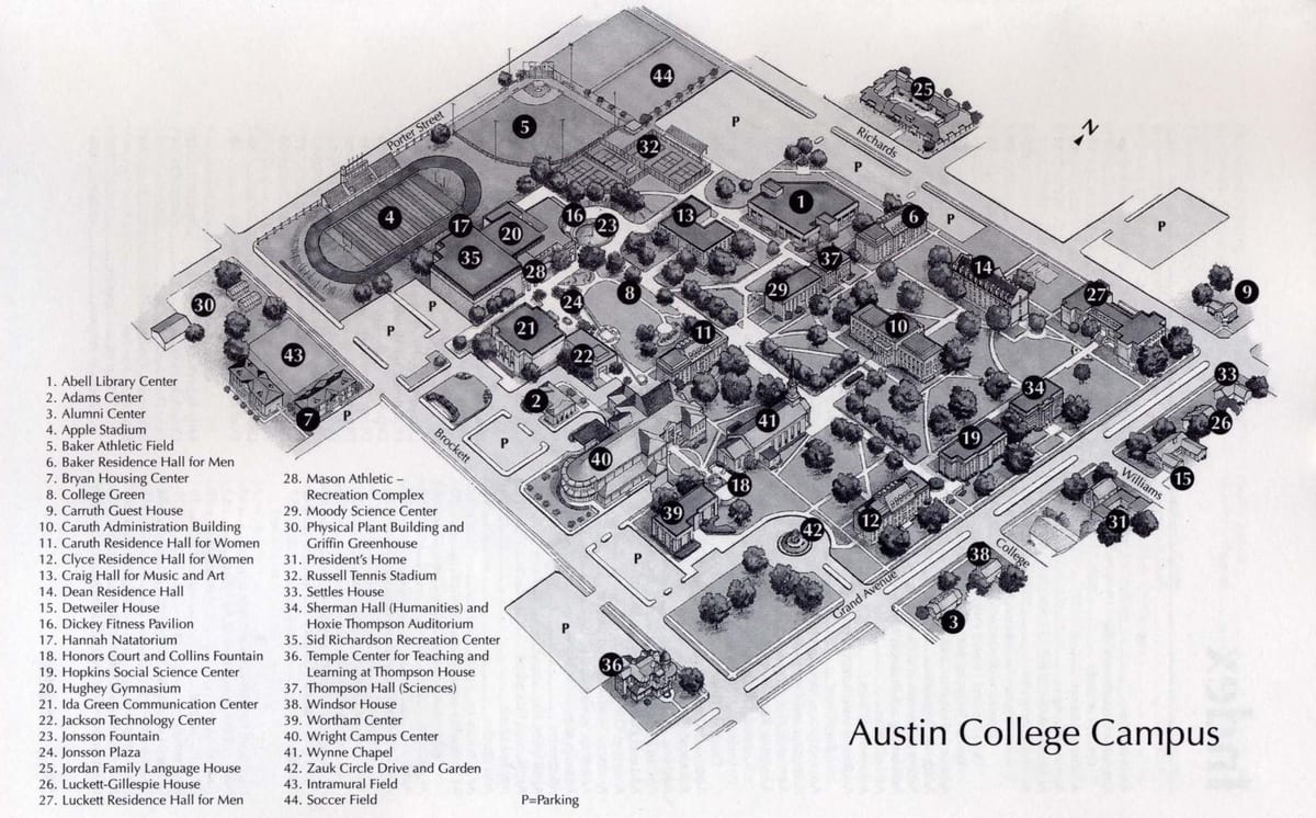 Austin campus de la universitat mapa