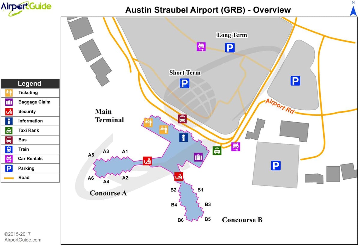 Austin mapa de l'aeroport terminal
