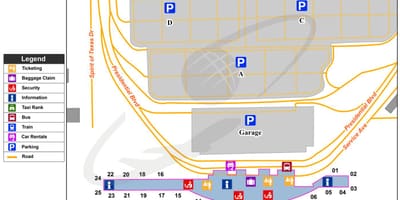 Austin Bergstrom l'aeroport internacional mapa