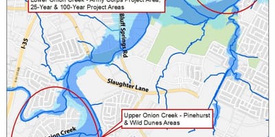 Austin plana d'inundació mapa