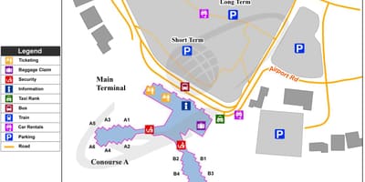 Austin mapa de l'aeroport terminal