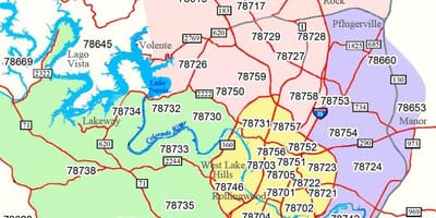Austin Tx codi d'àrea mapa