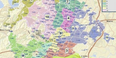 Austin Tx zonificació mapa